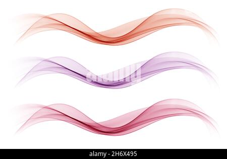 Abstract wavy shapes. Set of vector colored waves. Design element. Stock Vector
