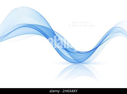 Abstract color blue wave design element on light background. Scientific or technological design Stock Vector