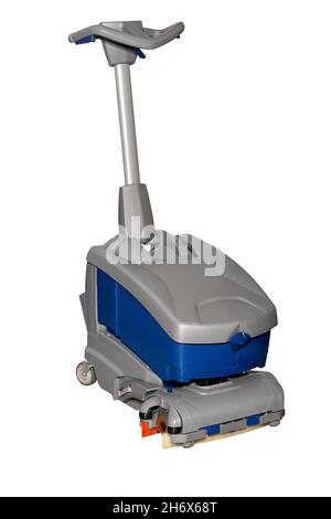 Ultra-compact scrubber drier for efficient cleaning of large rooms, isolated on white background. Stock Photo