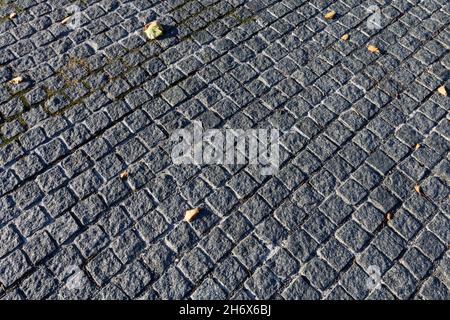 Concrete cobblestone pavement in downtown Katowice (SL) Stock Photo