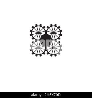 Drone flat icon. Simple style poster background symbol. Logo design element. T-shirt printing. Vector for sticker. Stock Vector