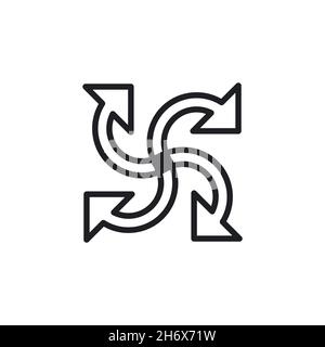 Fan flat icon. Simple style wind energy poster background symbol. Logo design element. T-shirt printing. Vector for sticker. Stock Vector