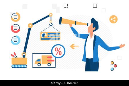 Website building and maintenance development process. Software engineer creating webpage content structure Stock Vector