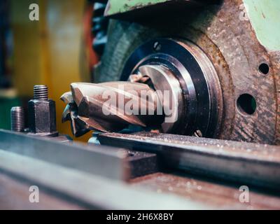 Old machine in the garage workshop, hobby Stock Photo