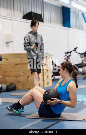 02/06/21 - Badminton England player Chloe Birch during a circuit training session at the National Badminton Centre in Milton Keynes. Stock Photo