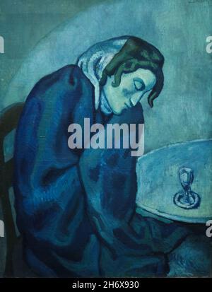 Painting 'Sleeping Drinker' by Pablo Picasso (1902) on display in the Museum of Fine Arts (Kunstmuseum Bern) in Bern, Switzerland. Stock Photo