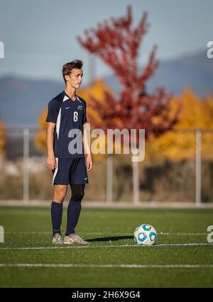 Soccer action with Bonners Ferry vs CDA Charter High School in Post Falls, Idaho. Stock Photo