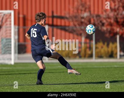 Soccer action with Bonners Ferry vs CDA Charter High School in Post Falls, Idaho. Stock Photo