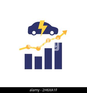 electric car, ev growing market icon, vector Stock Vector