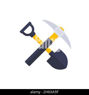 pick axe and shovel icon, vector design Stock Vector