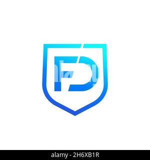 FD letters, logo design with a shield Stock Vector