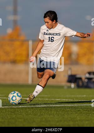 Soccer action with Bonners Ferry vs CDA Charter High School in Post Falls, Idaho. Stock Photo