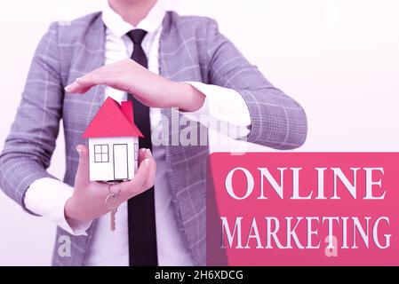 Writing displaying text Online Marketing. Word Written on leveraging web based channels spread about companys brand Planning On Moving Into New Home Stock Photo