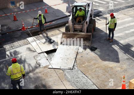 Internet Infrastructure Work in the Bronx, New York, NY USA Stock Photo