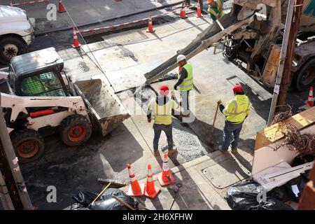 Internet Infrastructure Work in the Bronx, New York, NY USA Stock Photo