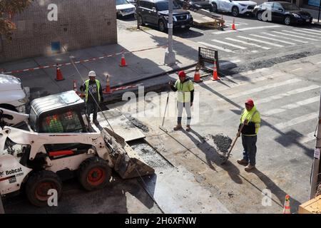 Internet Infrastructure Work in the Bronx, New York, NY USA Stock Photo