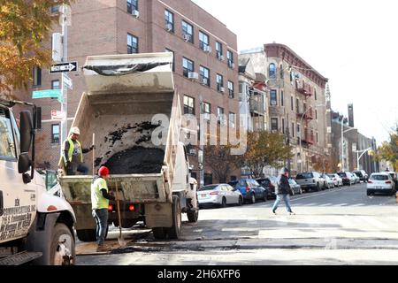 Internet Infrastructure Work in the Bronx, New York, NY USA Stock Photo