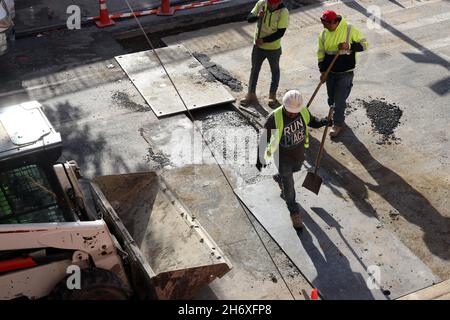 Internet Infrastructure Work in the Bronx, New York, NY USA Stock Photo