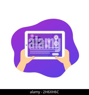 car diagnostics with a tablet, vector art Stock Vector