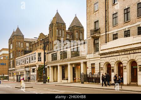 London, United Kingdom; March 16th 2011: Facade of the old and now non-existent National Temperance Hospital. Stock Photo