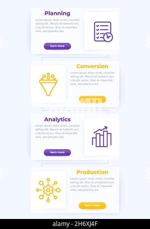 Web banner with business line icons, vector Stock Vector