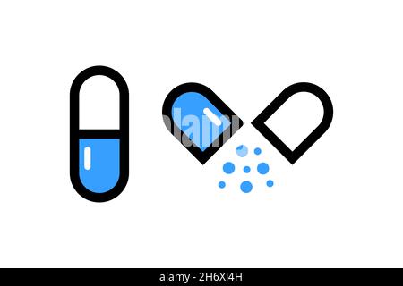 Pills icon isolated on white. Pill icon vector Stock Vector