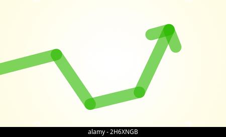 Green line graph with arrow. Abstract business, economy and success infographic concept template. 4k resolution. Stock Photo