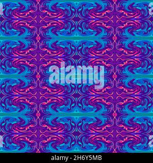 Contrast seamless pattern of randomly chaotic wavy multicolor shapes as a pseudo paint effect Stock Vector