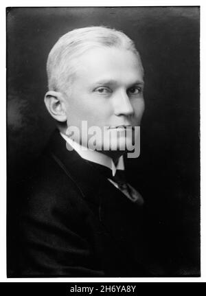 Vintage black and white photo portrait of American explorer and politician Hiram Bingham III ca 1900 Stock Photo