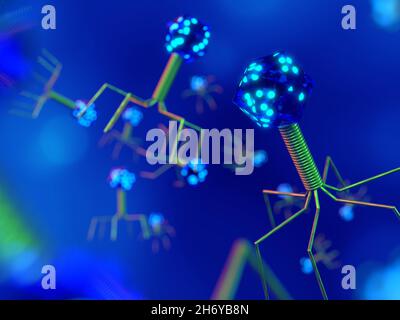 Illustration of blue viruses Stock Photo
