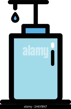 Hand sanitizer bottle outline icon in trendy simple style isolated on white background. Symbol for your web site design, logo, app, UI. Flat vector il Stock Vector