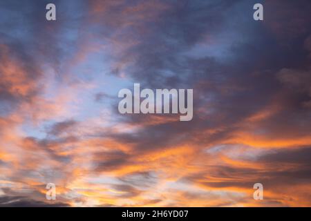 Evening sky with pastel-colored clouds Stock Photo