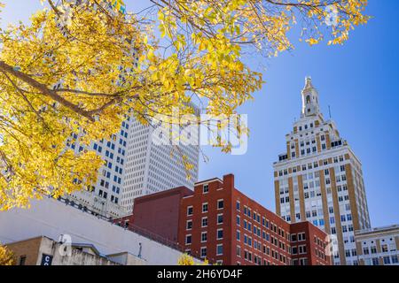 Sunny view of downtown cityscape and 320 South Boston Building at Tulsa, Oklahoma Stock Photo