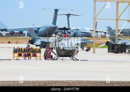 military helicopter at Davis-Monthan Air Force Boneyard in Tucson Stock Photo