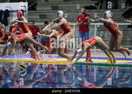 Polo Natatorio Swimming Pool, Rome, Italy, November 18, 2021, SIS Roma  during  SIS Roma vs ZVL 1886 Center - Waterpolo EuroLeague Women match Stock Photo