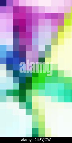 Fun and very colorful series of squares or pixels in all the colors of the spectrum, from light to dark. Stock Photo