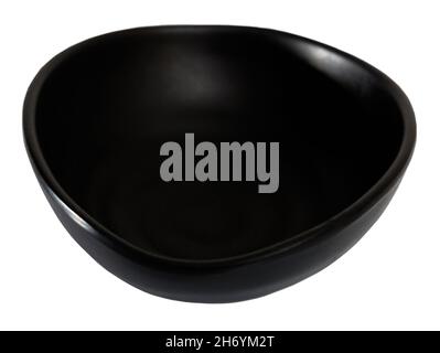 Black empty ceramic dip bowl closeup Stock Photo