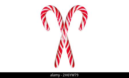Candy cane isolated on white background. Traditional caramel candy. Lollipop red. Stock Photo