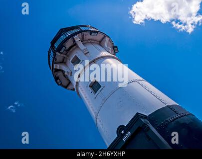 Duluth Waterfront: Canal Park & Aerial Lift Bridge; Duluth Harbor North Pier Lighthouse Stock Photo