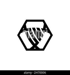 DW Monogram logo letter with triangle shield shape hexagonal rounded. Triangle monogram logo, shield monogram logo, triangle shield letter. Stock Vector
