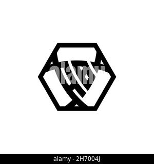 AB Monogram logo letter with triangle shield shape hexagonal rounded. Triangle monogram logo, shield monogram logo, triangle shield letter. Stock Vector