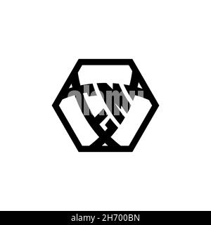 EM Monogram logo letter with triangle shield shape hexagonal rounded. Triangle monogram logo, shield monogram logo, triangle shield letter. Stock Vector