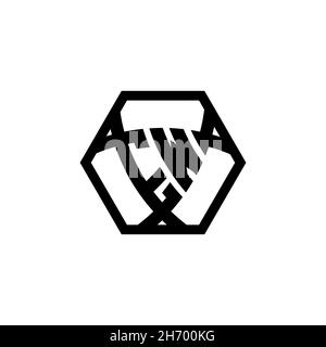 EW Monogram logo letter with triangle shield shape hexagonal rounded. Triangle monogram logo, shield monogram logo, triangle shield letter. Stock Vector