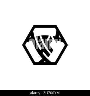 HF Monogram logo letter with triangle shield shape hexagonal rounded. Triangle monogram logo, shield monogram logo, triangle shield letter. Stock Vector