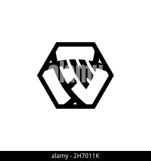 FW Monogram logo letter with triangle shield shape hexagonal rounded. Triangle monogram logo, shield monogram logo, triangle shield letter. Stock Vector