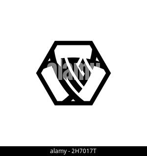 MG Monogram logo letter with triangle shield shape hexagonal rounded. Triangle monogram logo, shield monogram logo, triangle shield letter. Stock Vector