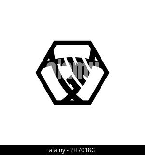 GW Monogram logo letter with triangle shield shape hexagonal rounded. Triangle monogram logo, shield monogram logo, triangle shield letter. Stock Vector