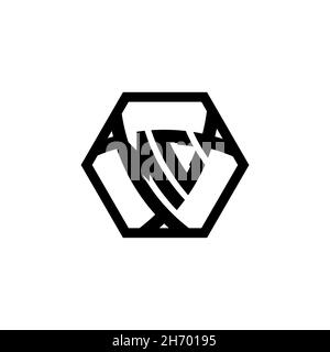 MC Monogram logo letter with triangle shield shape hexagonal rounded. Triangle monogram logo, shield monogram logo, triangle shield letter. Stock Vector