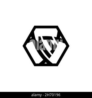 MI Monogram logo letter with triangle shield shape hexagonal rounded. Triangle monogram logo, shield monogram logo, triangle shield letter. Stock Vector