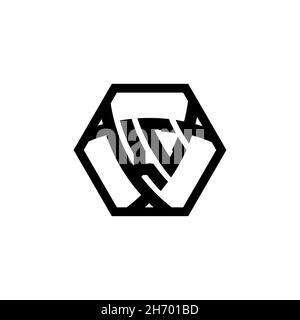 KC Monogram logo letter with triangle shield shape hexagonal rounded. Triangle monogram logo, shield monogram logo, triangle shield letter. Stock Vector